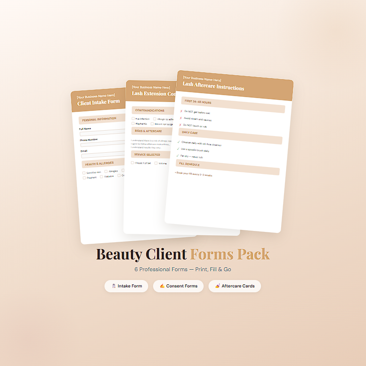 Beauty Client Forms Pack — 6 Professional PDF Forms