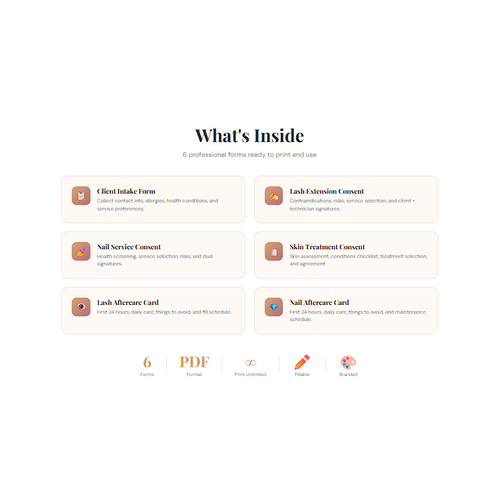 Beauty Client Forms Pack — 6 Professional PDF Forms